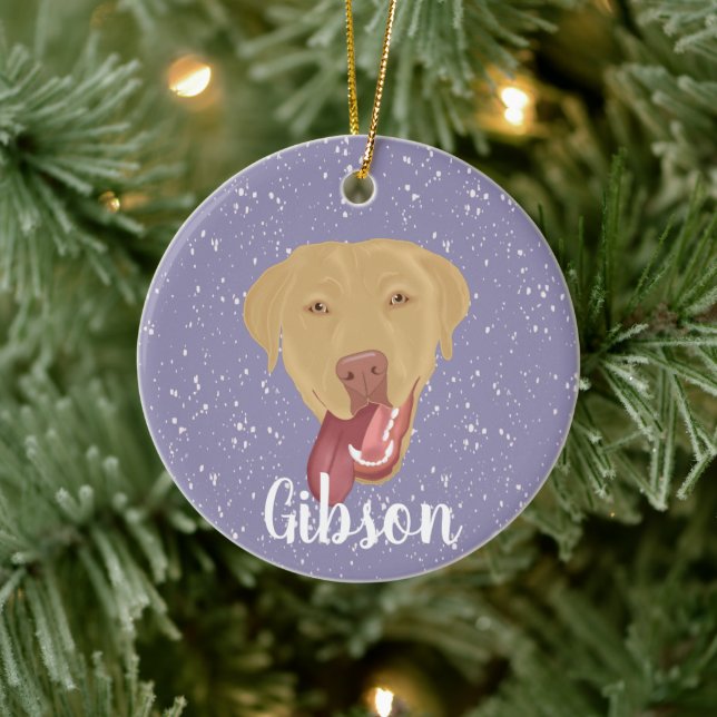 Ornamento De Cerâmica Personalizado Dudley Labrador (Árvore)