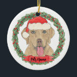 Ornamento De Cerâmica Personalizado Dudley Labrador<br><div class="desc">Faça a lista legal este ano com um ornamento personalizado do seu doce labrador de dudley! Para os presentes mais doces,  emparelhe-o com um impressão de arte correspondente ou outro item da minha coleção!</div>