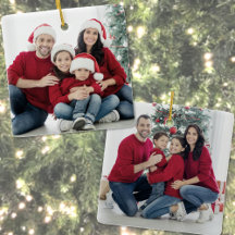Personalizado Dupla Face Família Duas Fotos Natal