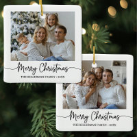 Personalizado Duplo Lado Duas Fotos Feliz Natal