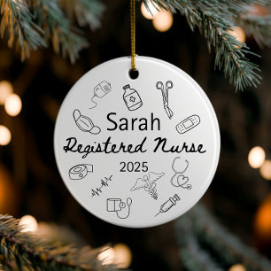 Ornamento De Cerâmica Personalizado Enfermeiro Ornament 2025,Custom RN p
