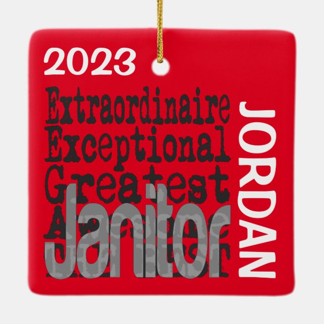 Ornamento De Cerâmica PERSONALIZADO Extraordinário do Janitor (Verso)