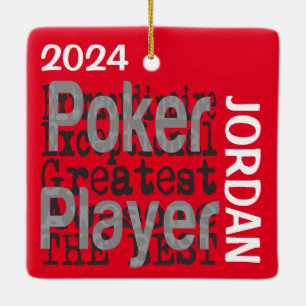Ornamento De Cerâmica PERSONALIZADO Extraordinário do Leitor de Poker