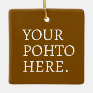 Ornamento De Cerâmica Personalizado Foto Nome Minimalista Monograma Mode