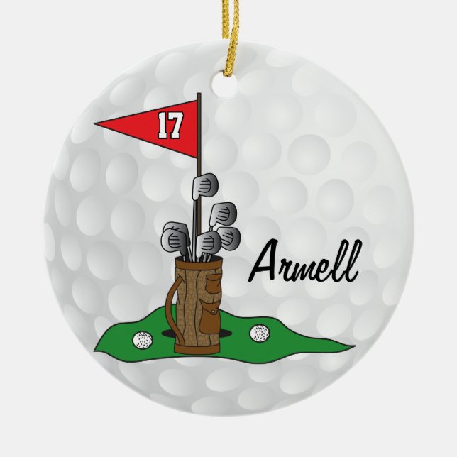 Ornamento De Cerâmica Personalizado - 🏌️ Golfe ‍ ♀️ no Verde | Golfe (Frente)