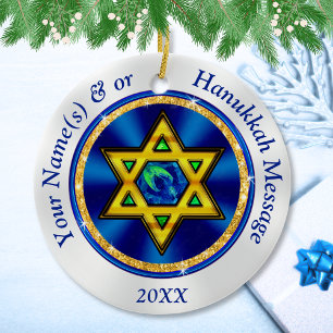 Ornamento De Cerâmica Personalizado, Hanukkah Ornaments para uma árvore,