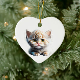 Ornamento De Cerâmica Personalizado La Perm Kitten