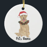 Ornamento De Cerâmica Personalizado Labrador (Dudley)<br><div class="desc">Faça a lista legal este ano com um ornamento personalizado do seu elfo favorito! Para os presentes mais bonitos,  emparelhe-o com um impressão de arte correspondente ou outro item da minha coleção de labradores dudley!</div>