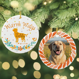 Ornamento De Cerâmica Personalizado Labrador Retriever Natal Laranja Pas