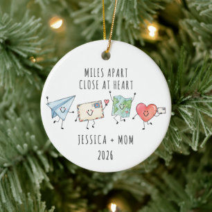 Ornamento De Cerâmica Personalizado Milhas Separados Perto do Coração