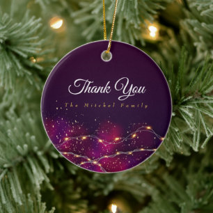 Ornamento De Cerâmica Personalizado Obrigado Circler nome da família nat