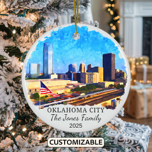 Ornamento De Cerâmica Personalizado Oklahoma City Ornament, Oklahoma