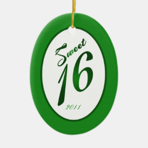 Ornamento De Cerâmica Personalizado Ornament Sweet 16 Verde