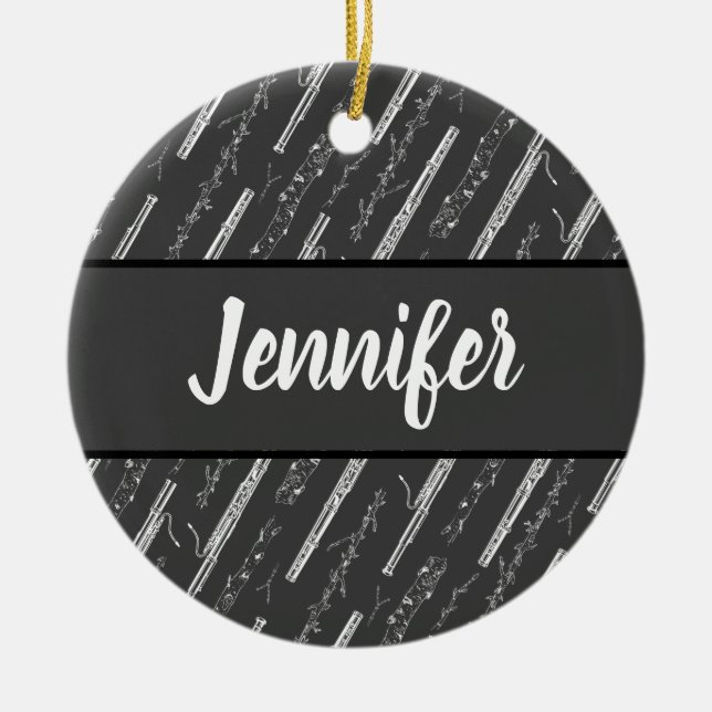 Ornamento De Cerâmica Personalizado para Oferta de Música do Bassoon Pla (Frente)