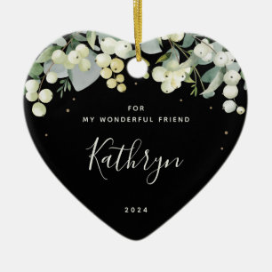 Ornamento De Cerâmica Personalizado para Qualquer Foto de Natal Coração
