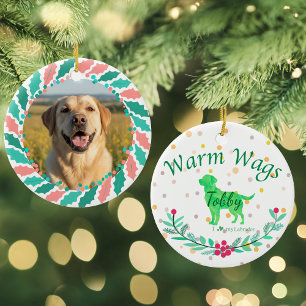 Ornamento De Cerâmica Personalizado Pastel Verde Labrador Retriever Nata