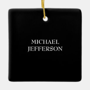 Ornamento De Cerâmica Personalizado Personalizado Preto Branco Simples E