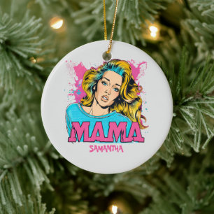 Ornamento De Cerâmica Personalizado Retro Mama Pop Art (20)