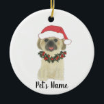 Ornamento De Cerâmica Personalizado Shih Tsu (Ouro Louro de Tan)<br><div class="desc">Faça a lista legal este ano com um ornamento do seu favorito shih tzu elf!</div>