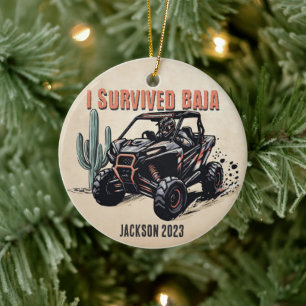 Ornamento De Cerâmica Personalizado - Sobrevivi à Corrida UTV Baja Deser