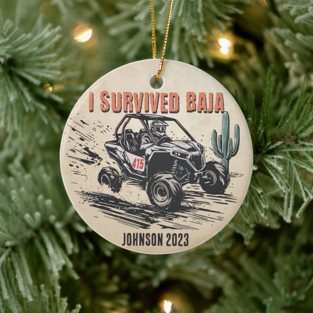 Ornamento De Cerâmica Personalizado - Sobrevivi à Corrida UTV Baja Deser (Árvore)