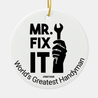 Ornamento De Cerâmica Personalizado Sr. Fix It Wrench