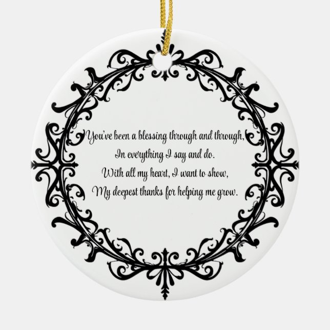 Ornamento De Cerâmica Personalizado Unisex Flourish Mentor Obrigado (Frente)