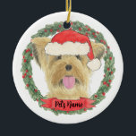 Ornamento De Cerâmica Personalizado Yorkie Yorkshire Terrier<br><div class="desc">Façam a lista legal este ano com um ornamento personalizado do seu doce yorkie yorkshire terrier!</div>
