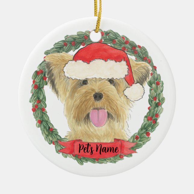 Ornamento De Cerâmica Personalizado Yorkie Yorkshire Terrier (Frente)