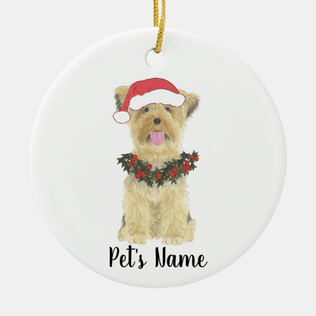 Ornamento De Cerâmica Personalizado Yorkshire Terrier (Frente)