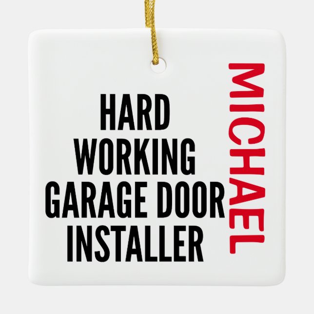 Ornamento De Cerâmica PERSONALIZADOR da Porta de Garagem de Trabalho do  (Frente)