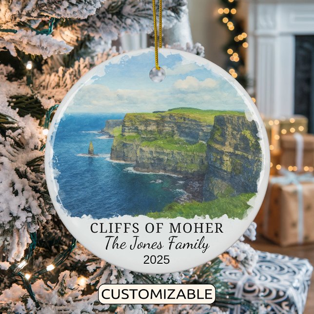 Ornamento De Cerâmica Personalizados Cliffs of Moher Ornament, Irlanda (Criador carregado)