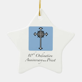 Ornamento De Cerâmica Personalizar, 10.º aniversário do Padre