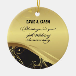 Ornamento De Cerâmica Personalizar, 50º aniversário de casamento Relig