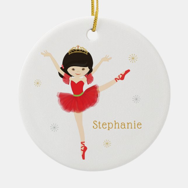Ornamento De Cerâmica Personalizar Ballerina de Natal Asiática (Frente)
