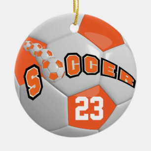 Ornamento De Cerâmica Personalizar Bola de Futebol  Laranja