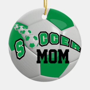 Ornamento De Cerâmica Personalizar Bola de Futebol   Verde
