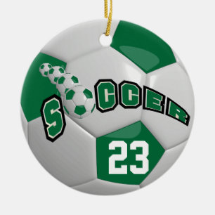 Ornamento De Cerâmica Personalizar ⚽ Bola de Futebol Verde escuro