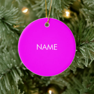 Ornamento De Cerâmica Personalizar com nome, texto magenta magenta magen