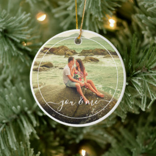 Ornamento De Cerâmica Personalizar Modelo de Foto Personalizado com Text