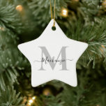 Ornamento De Cerâmica Personalizar Monograma Nome Inicial Estrela<br><div class="desc">Personalize este Monograma Nome Inicial de Estrela Cerâmica. Edite-o para adicionar uma cor de fundo,  alterar a fonte ou cor do texto ou adicionar uma fotografia ou trabalho de arte. Entre em contato com a Sandy em admin@giftsyoutreasure.com</div>