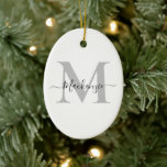 Ornamento De Cerâmica Personalizar Monograma Nome Inicial Oval<br><div class="desc">Personalize este Monograma Nome Inicial de Cerâmica. Edite-o para adicionar uma cor de fundo,  alterar a fonte ou cor do texto ou adicionar uma fotografia ou trabalho de arte. Entre em contato com a Sandy em admin@giftsyoutreasure.com</div>