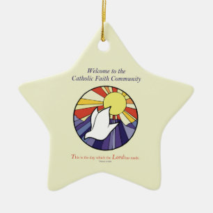 Ornamento De Cerâmica Personalizar nome, círculo de porta RCIA em amarel