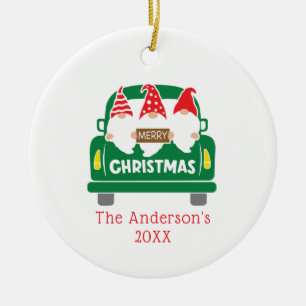 Ornamento De Cerâmica Personalizar o Natal dos Gnomos de Natal