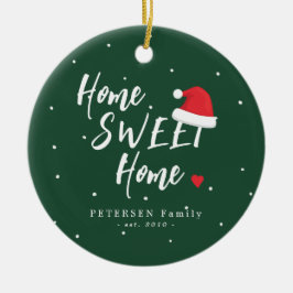 Ornamento De Cerâmica Personalizar o nome da foto da família, doce lar N