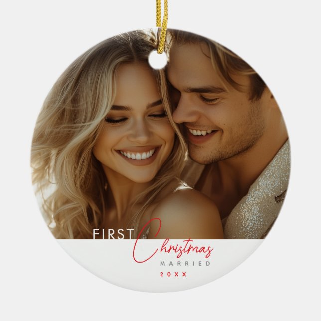 Ornamento De Cerâmica Personalizar o Primeiro Pedido de Férias de Natal (Frente)