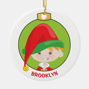 Ornamento De Cerâmica Personalizar o Red Hair Boy Elf