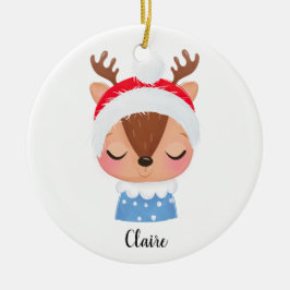 Ornamento De Cerâmica Personalizar o rosto da Reinadora de Sono de Natal