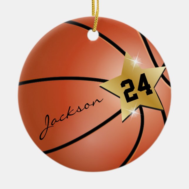 Ornamento De Cerâmica Personalizar o Super ⭐ Star 🏀 Basquete (Frente)
