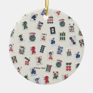 Ornamento De Cerâmica Personalizar símbolos de azulejos Mah Jongg desig
